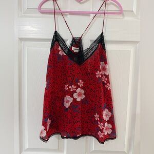 Zadig & Voltaire Red Floral Lace-Trim Camisole
